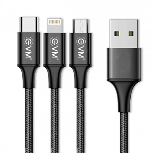 3 in 1 Charging Cable (Metal)-Black