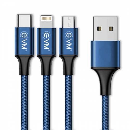 3 in 1 Charging Cable (Metal)-BLUE