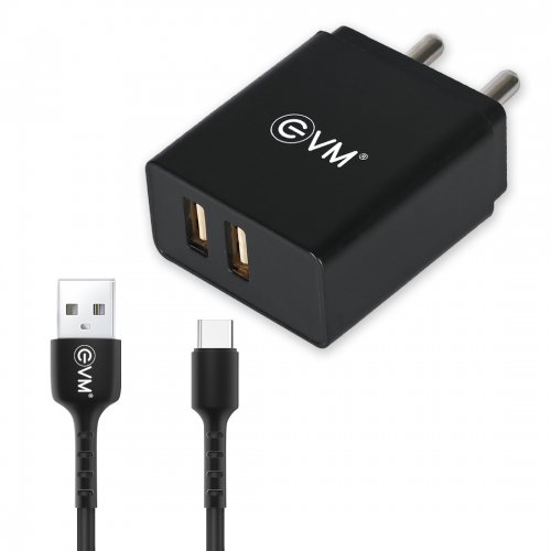 Dual USB Charger with Type-C Cable