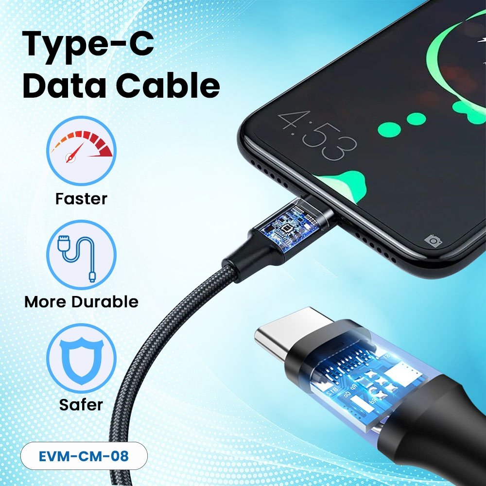 Type-C Data Cable (1 Meter & 4 Amp) EVM-CM-08