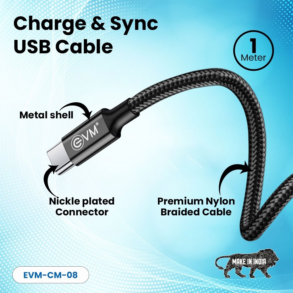 Type-C Data Cable (1 Meter & 4 Amp) EVM-CM-08