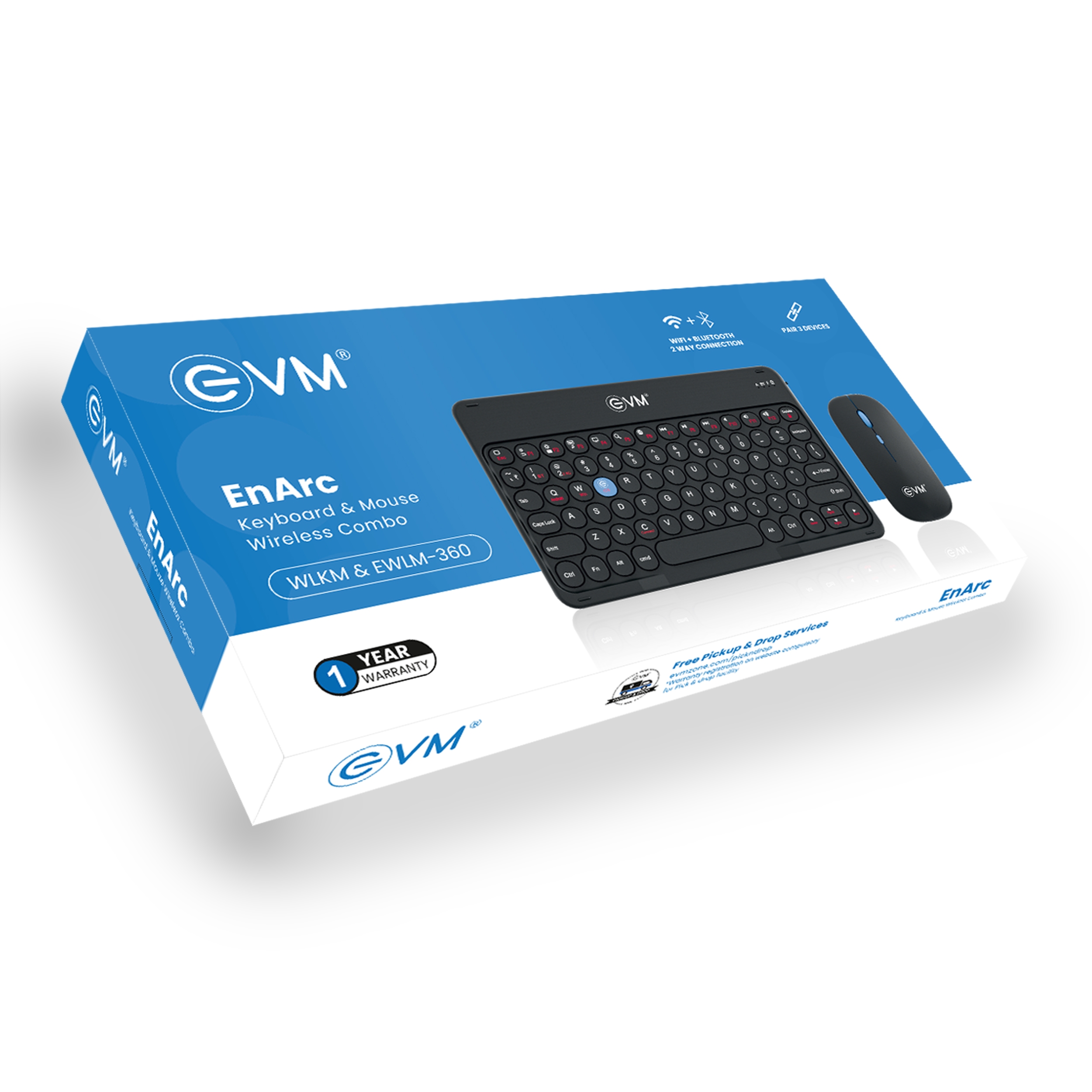 EVM EnArc Keyboard & Mouse Wireless Combo WLKM & EWLM-360 thumbnail 2