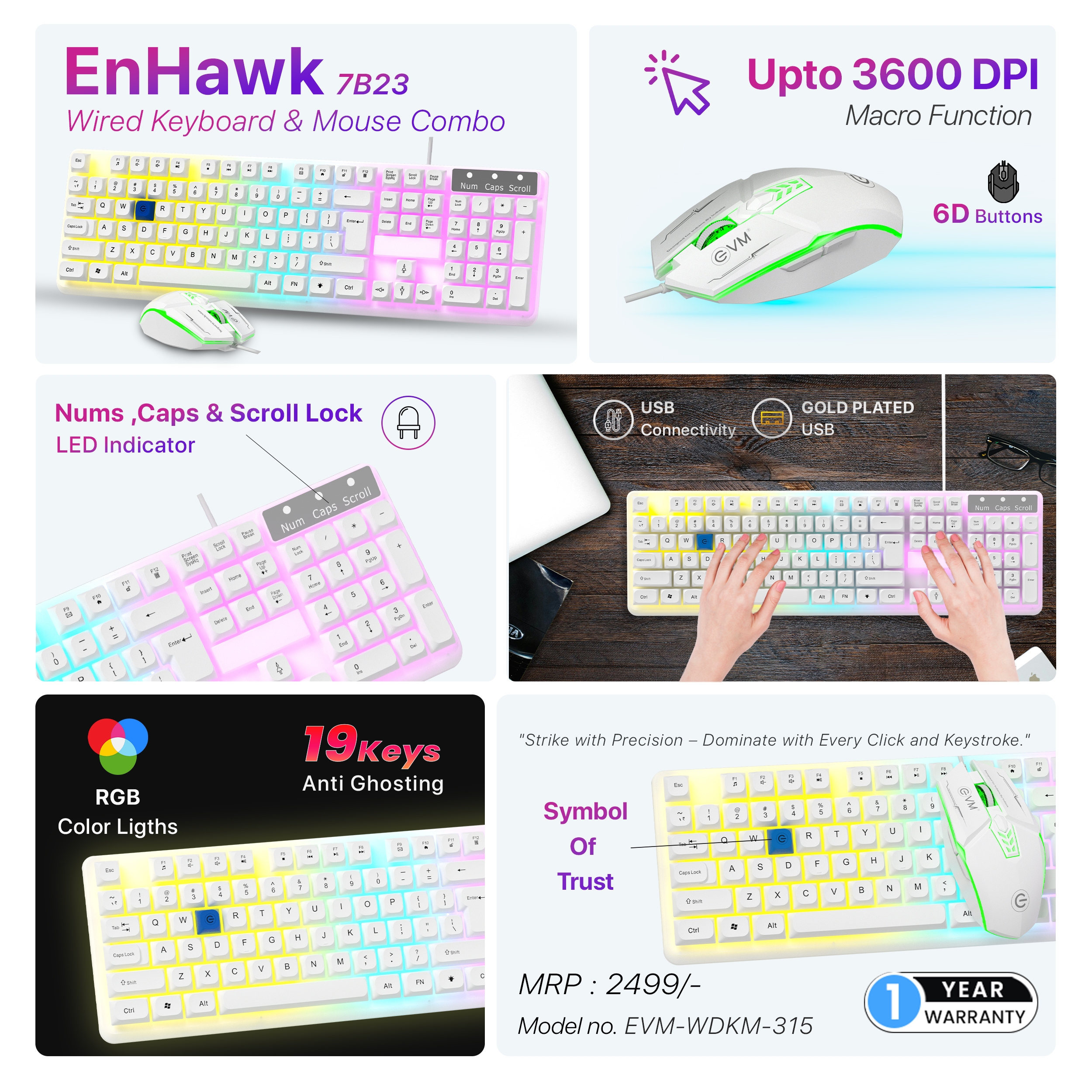 EnHawk 7B23 Wired Keyboard & Mouse Combo EVM-WDKM-315
