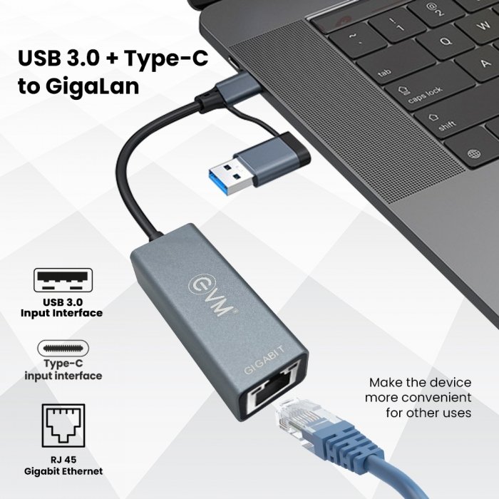USB 3.0 + Type-C to GigaLan (EVM GL2)