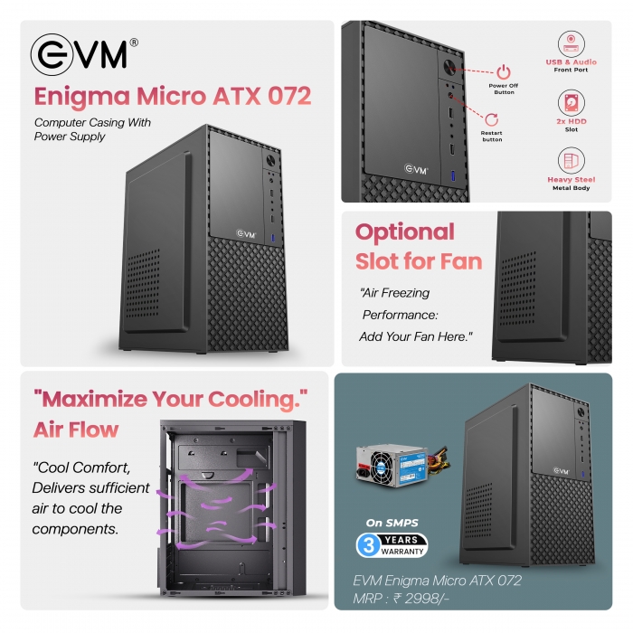 Computer Cabinet With SMPS Enigma Micro ATX 072