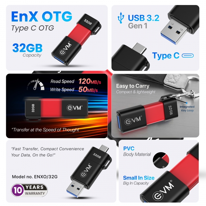 EnX OTG 32GB USB 3.2 Gen 1 Type-C OTG Flash Drive