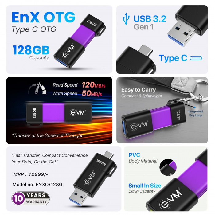EnX OTG 128GB USB 3.2 Gen 1 Type-C OTG Flash Drive