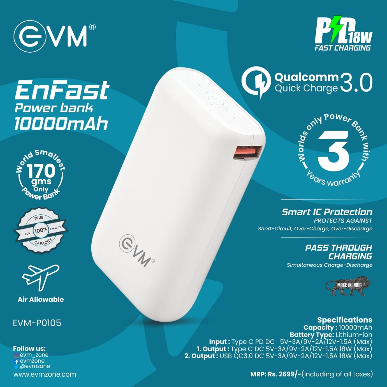 EVM Launches 100% Locally-made Compact 10,000mAh Powerbank with QC 3.0 & 3-years Warranty